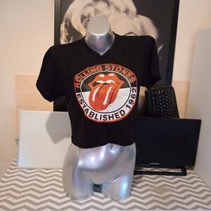 Rolling Stones Black Crop Top